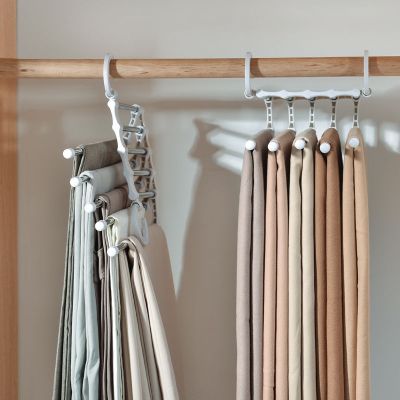 5 in 1 Multifunction Pant Rack Wardrobe Adjustable Magic Trouser Hangers Towel Shelves Stainless Steel Folding Clothes Hang