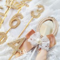 【CW】♘  1Pc Gold Diamond-studded Number 0-9  Collection for Decoration Dessert lovely Gifts