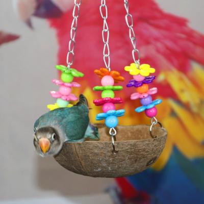 ใหม่เปลญวนสัตว์เลี้ยงแขวน Bird Nest Cage เตียงกะลามะพร้าว Parrot Bird Swing Perching Stand ของเล่น Feeding Equipment