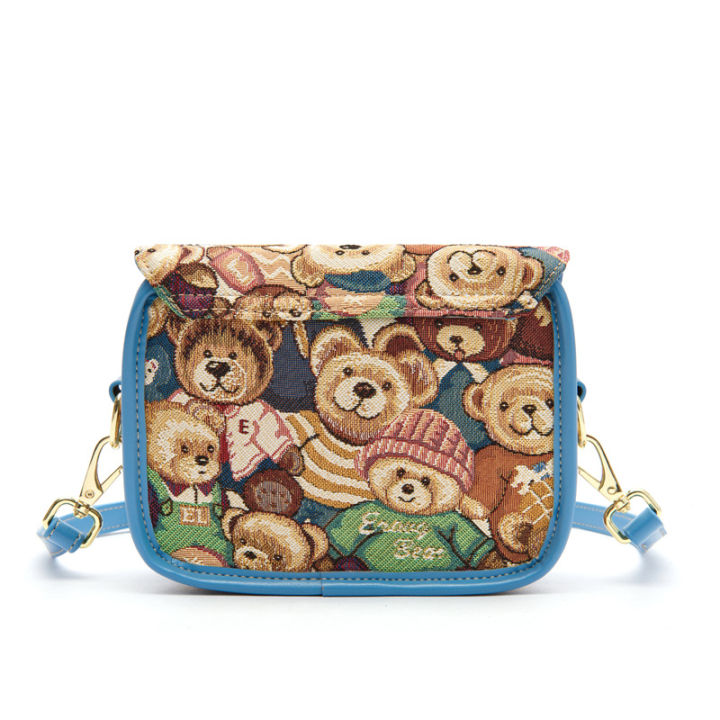 กระเป๋าผู้หญิงลายหมี-กระเป๋าสะพายข้างสะพายข้างไหล่เดี่ยวน่ารักใหม่กระเป๋าแฟชั่นขนาดเล็ก