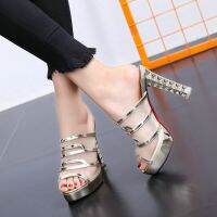 21 summer high-heeled slippers ladies sls thick heel mesh water platform high-heeled shoes ghtclub sexy sls