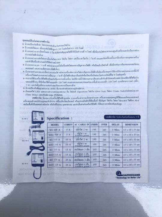 เซฟการ์ด-10a-safeguard-sg-110a-อุปกรณ์ป้องกันไฟตก-ไฟเกิน-ไฟกระชาก-รุ่นปลั๊ก-2-ขา-อุปกรณ์ป้องกันไฟกระชาก-ฟ้าผ่า-เซฟการ์ดสำหรับเครื่องใช้ไฟฟ้าทุก