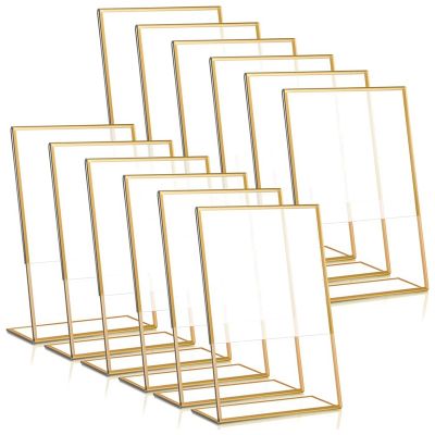 12Piece Gold Frame Acrylic Sign Holder Wedding Table Number Holder 4X6inch Vertical