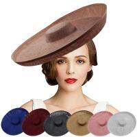 Roylady Fascinator ฐานหมวกซินาเมย์หมวกงานแต่งงานผู้หญิงสีขาวสีดำปีกกว้างขนาดใหญ่อุปกรณ์แต่งผมสำหรับงานปาร์ตี้โบสถ์ Fedora Kentucky Derby