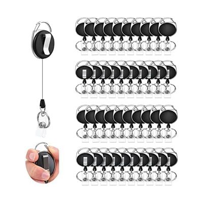 40 Pcs Retractable ID Badge Reel with Belt Clip and Key Ring Badge Clip Retractable for Doctors Nurse Office Workers
