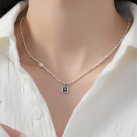 Popular 925 Sterling Silver Green Pendant Pearl Choker Necklace For Women Collar Chain Fine Jewelry Accessories Gifts