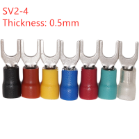 100Pcs Cold-pressed terminal Fork-shaped pre-insulated end SV2-4 Fork type Y-type U-type SV2-4S terminal block Electrical Circuitry Parts Electrical C