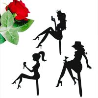 Black High Heels Acrylic Cake Topper Silhouette Girl Princess Wedding Bride Decorations Dessert Cupcake Topper Party Supplies Party  Games Crafts