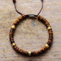 【ร้อน】สร้อยข้อมือคู่ Tiger Eye Imperial Jaspers Cord Braided Handmade สร้อยข้อมือมิตรภาพชายลูกปัด Punk Vegan Braclet Gift