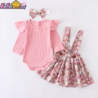 ♞✶ Newborn Baby Girls Clothes Spring Autumn Pink Romper Ruffles Floral Skirts Headband Infant Outfits Toddler Clothing 0 24 Months