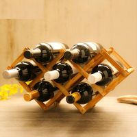 Foldable Solid Wood Wine Rack Decoration Creative Personality Wooden Wine Holders Folding Wine Bottle Stand Free Installation
