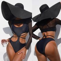 Sexy Cut Out Wrap Around With Long Sleeve Women Swimwear One Piece Swimsuit Female High Cut Bather Bathing Suit Swim Lady