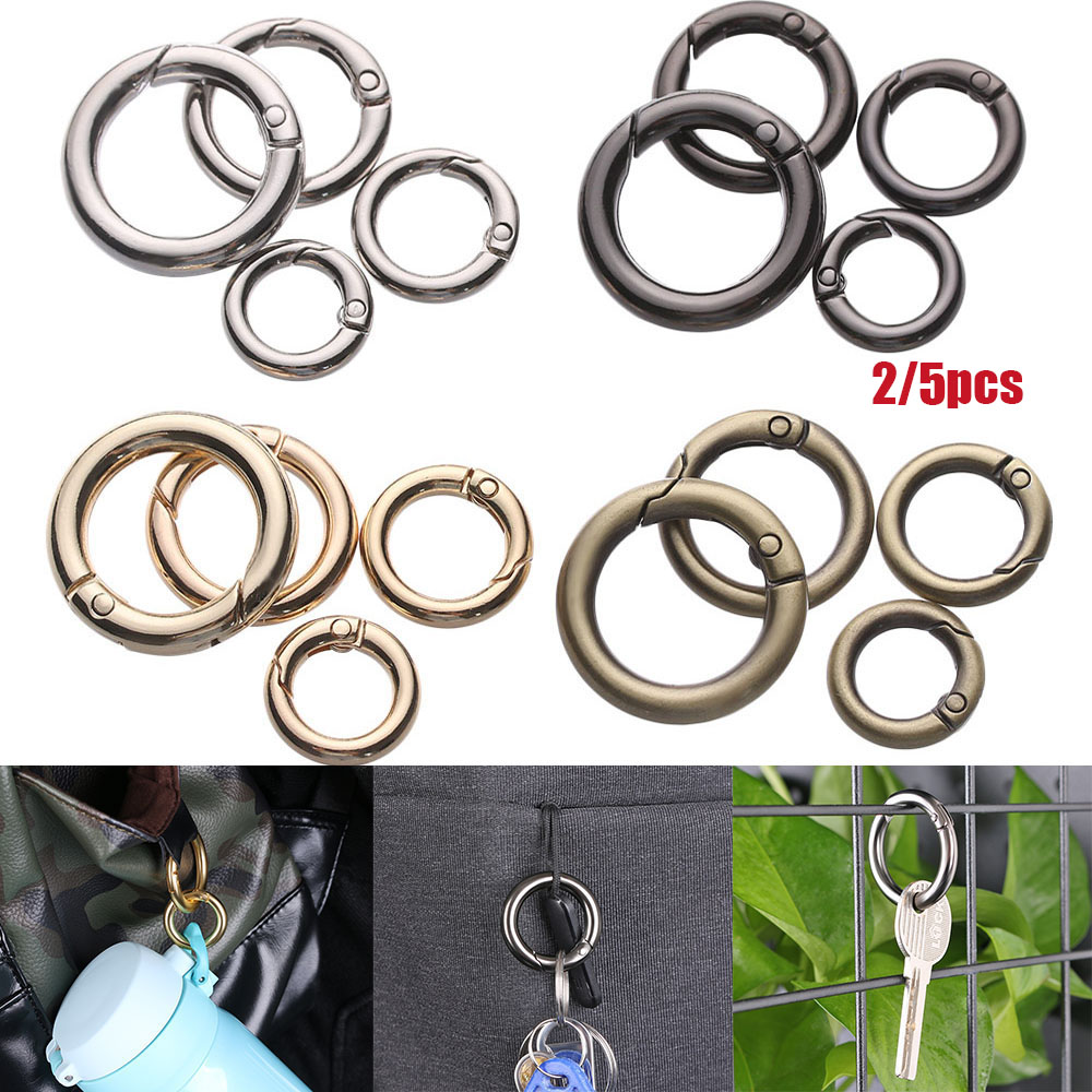 2/5pcs Gate Spring O-Ring Buckles Clips Handbags Round Push Trigger Snap Hooks. 