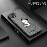 เคส Chenyyka สำหรับ A93 OPPO 2020 F17 Pro Reno 4F Reno 4 Lite เคสแก้วใส่นมชาลายการ์ตูน Pochacco บางมีน้ำค้างแข็งโปร่งใสแข็งขอบสี่เหลี่ยมเคสนิ่มป้องกันคลุมทั้งหมดปลอกซิลิโคน