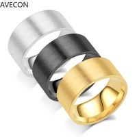 AVECON เครื่องประดับแฟชั่นยุโรปและอเมริกา10มม. แหวนไทเทเนียมผู้ชายแหวนฝ้า