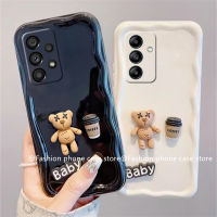 เคส Phone Case Samsung Galaxy A54 A34 M54 M14 A14 A24 A13 A23 LTE A33 A53 A73 A52s A52 A72 4G 5G อินเทรนด์ Stereotopic Coffee หมีการ์ตูนตลกกรอบด้านหลังนุ่มป้องกันเลนส์2023