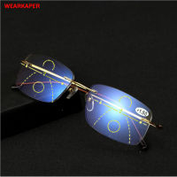 WEARKAPER New Titanium Alloy Anti-Blu-ray Smart Progressive Reading Glasses Presbyopic Eyewear Multifocal Eyeglasses Diopter 1-3