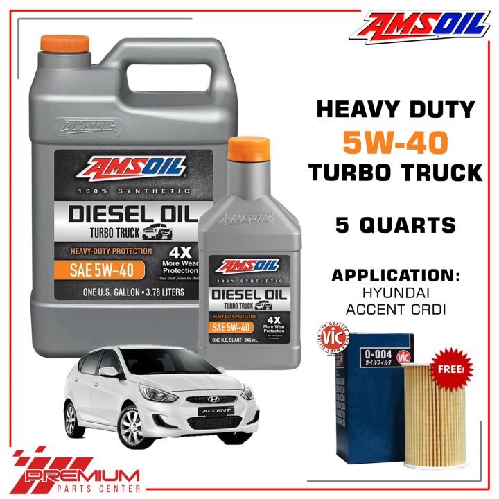 AMSOIL 5W-40 Heavy-Duty Turbo Truck 100% Synthetic Diesel Oil 5 Quarts ...