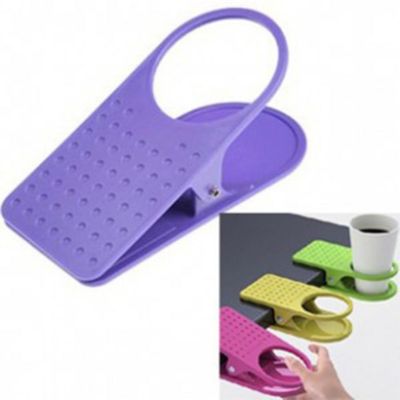 【YF】 Tableside Cup Holder Colorful Plastic Hanger for Water Bottle Non-slip Scratch-free Clip Office Desk