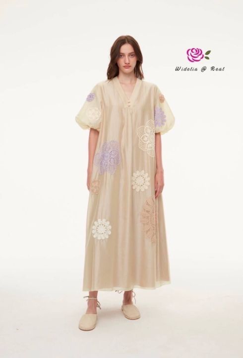 p010-253-pimnadacloset-short-puff-sleeve-v-neck-embellished-floral-lace-rayon-loose-maxi-dress