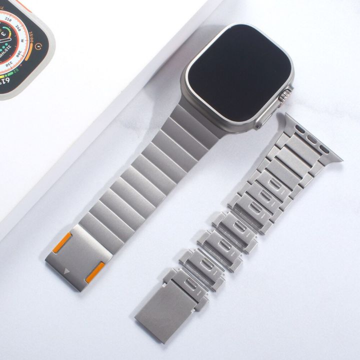 stainless-steel-band-for-apple-watch-starp-49mm-45mm-44mm-41mm-40mm-magnetic-clasp-titanium-orange-color-bracelet-iwatch-8-7-se-straps