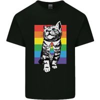 เสื้อยืด ผ้าฝ้าย พิมพ์ลายแมว LGBT Cat Gay Pride Day แฟชั่นฤดูร้อน สําหรับผู้ชาย  2OVW