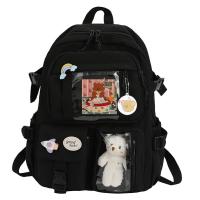 Student Schoolbag Fashion College Student Rucksack Nylon with Plush Pendant Pin Cute Kawaii Large Capacity Japanese Style for Vacations