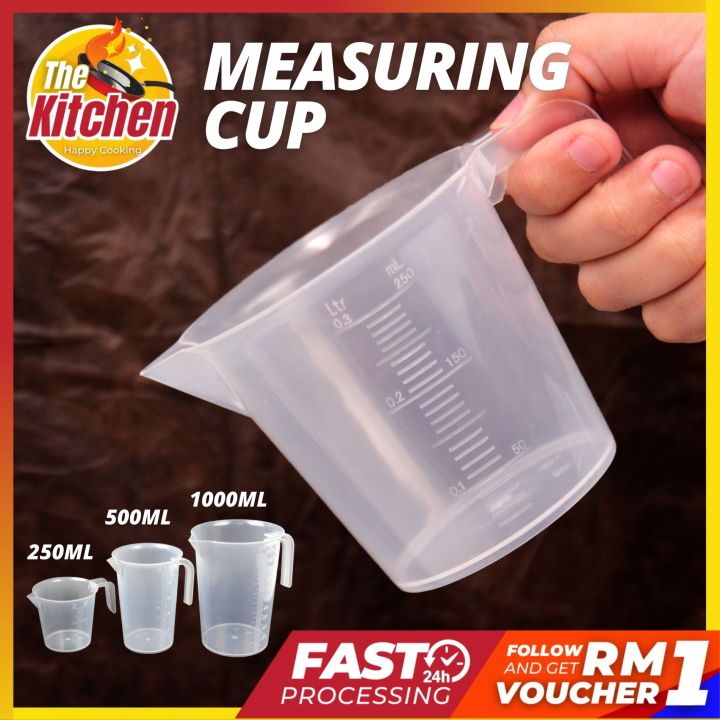 Transparent Kitchen Jug Laboratory Plastic Beaker Container Measuring Cup  Jug Tool V-Shaped Spout 250 / 500 / 1000 ML 250ml