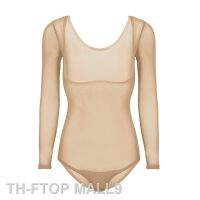 2023FTOP MALL9 Piece Leotard ตาข่ายหน้าอกเปิดด้านบนแขนยาวเครื่องแต่งกายผู้หญิงบอดี้สูท Bottoming เสื้อ Belly