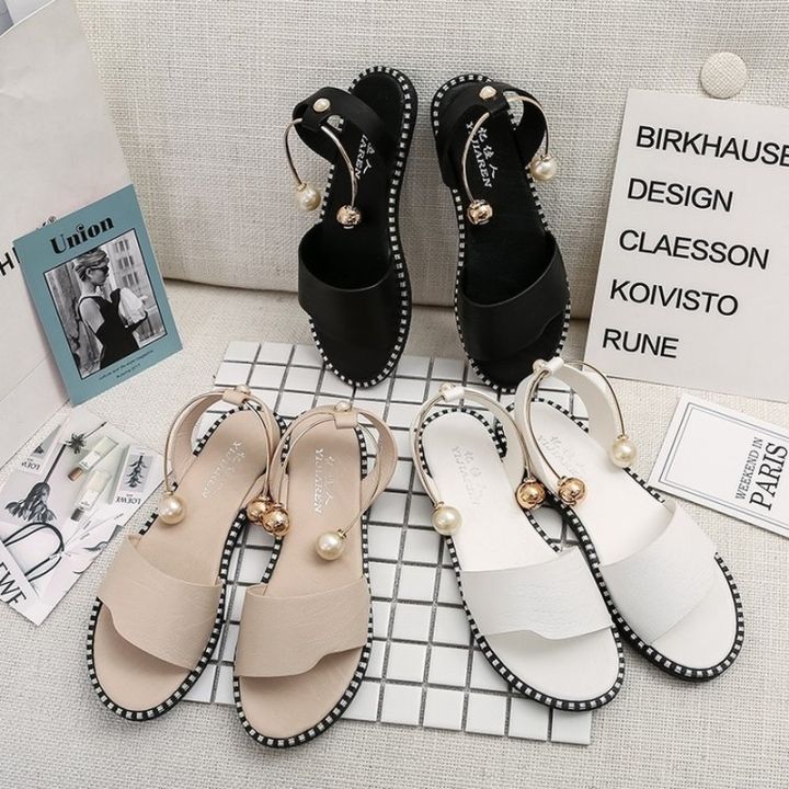 ขายดีที่สุด-ioztt2023-2020-black-or-white-h-ladies-sandals-luxury-design-flat-shoes-slippers-women-fashion