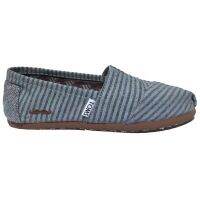 แท้ TOMS lazy รองเท้าผ้าใบลําลอง ส้นแบน สีฟ้า สําหรับผู้ชาย ผู้หญิง ไซซ์ 35-45