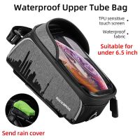 017-5 6.5 inch ROCKBROS Waterproof Touch Screen Bicycle Bag Top Front Tube Frame Bag MTB Road Bike Bag 6.5 Phone Case Bike Accessories