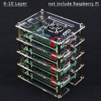 Raspberry Pi 4 Case 4 5 6 7 8 9 10 Layers Acrylic Case Box Cooling Fan with Metal Cover for Raspberry Pi 4 /3 Model B /3B