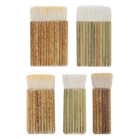 5ขนาด Hake Blender Brush, Bamboo Handle Brushes Wide Wool Brushes แปรงสีน้ำสำหรับเตาเผา Wash, Dust Cleaning