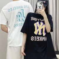 สไตล์เกาหลี 23 โมเสคพิมพ์ลายฤดูร้อน T เสื้อยืดชายหญิงกีฬาลำลองคอกลมผ้าฝ้ายแขนสั้นแขนสั้น