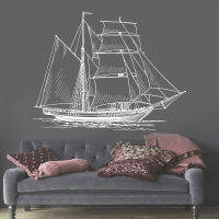 Nautical Home Decor เรือใบสติ๊กเกอร์ติดผนังไวนิลตกแต่งภายใน Room Decals เรือตกแต่งห้องน้ำเนอสเซอรี่ภาพจิตรกรรมฝาผนัง G040