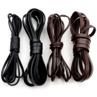 2m/lot 2/3/4/5/6/8mm Genuine Cow Leather Flat Strand Thong Cord DIY Bracelet Findings Rope String For Jewelry Making Accessories