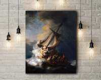 Premium Canvas Art Print Of Rembrandt: พายุในทะเลของกรอบด้านใน1ชิ้นหรือไร้กรอบ