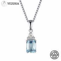 YEZOXA 1Ct Genuine Sky Blue Topaz 925 Sterling Silver Pendant Necklace For Women Without Chain