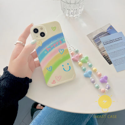 For เคสไอโฟน 14 Pro Max [Colorful Rainbow Smile Heart Chain] เคส Phone Case For iPhone 14 Pro Max 13 12 11 For เคสไอโฟน11 Ins Korean Style Retro Classic Couple Shockproof Protective TPU Cover Shell