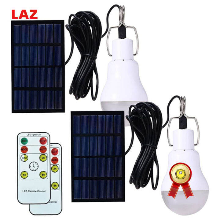 Solar Bulb Light With Solar Panel Remote Control Energy Saving Camping ...