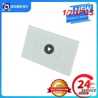 123PCS Bseed EU มาตรฐาน Touch Wall Light Switch LED Dimmer 2Gang 1Way คริสตัลแผงกระจก Dimmer สีขาวสีดำ Gloden