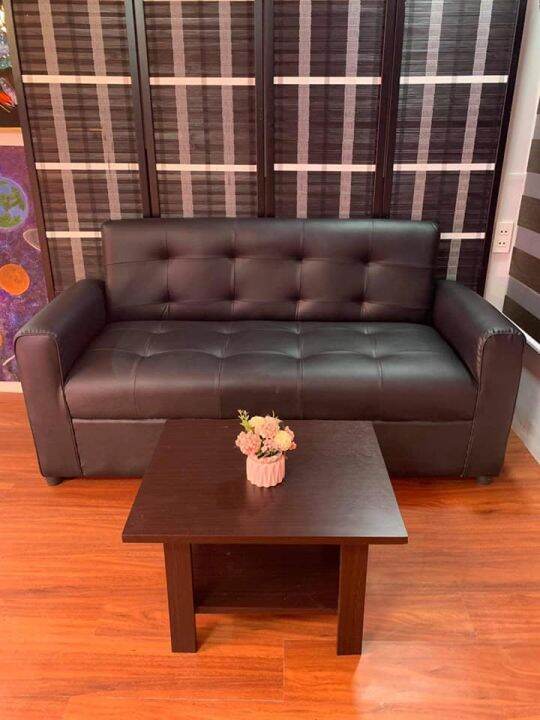 erika 3 seater sofa black leather sofa with center table uratex foam