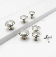 ↂ◕₪ PQB Diameter 23mm 27mm Zinc Satin Nickel Cabinet Pull Cupboard Drawer Handle Knobs Wardrobe Handle With Screw Furniture Hardware