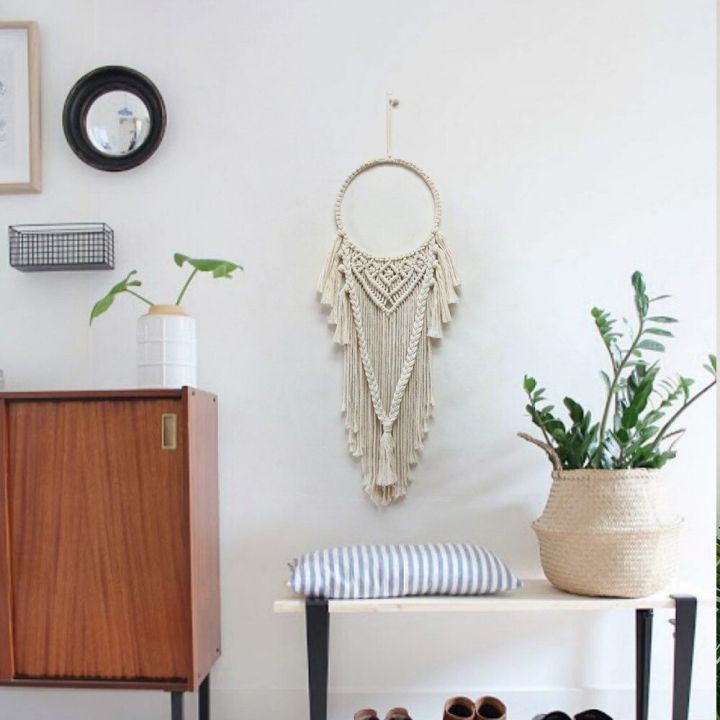 พรมแขวนผนัง-macrame-มีพู่จี้-boho-ศิลปะพื้นหลังอพาร์ตเมนต์ตกแต่งสถานดูแลเด็กห้องรับแขกห้องนอน