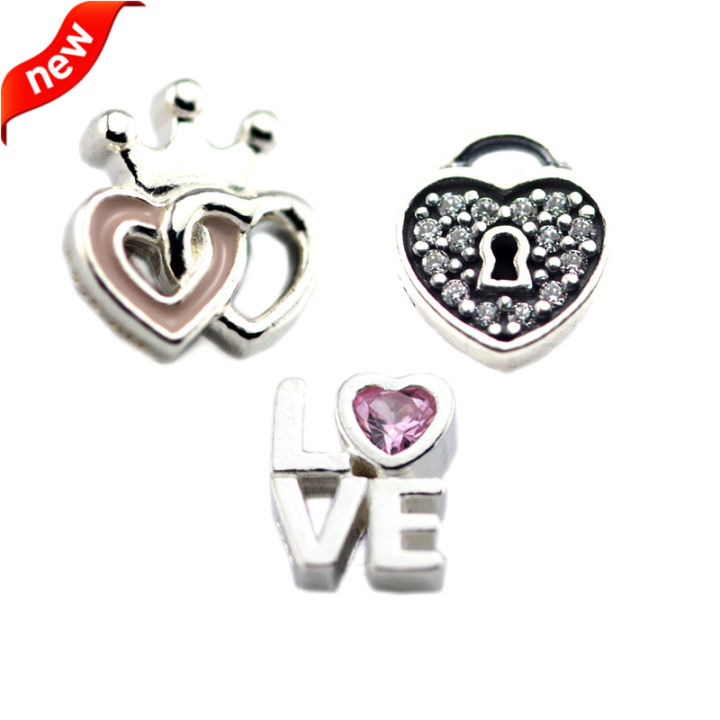 Original 925 Sterling Silver Forever Hearts Petites Charms Beads Fits Locket Pendants Necklaces for Women Jewelry Making kralen