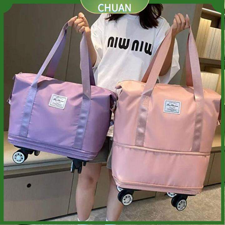CHUAN Rolling Duffle Pack Foldable Expandable Business Travel Bag