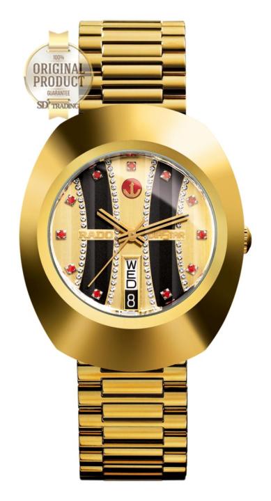 rado-diastar-นาฬิกาข้อมือผู้ชายสายสแตนเลส-automatic-watch-รุ่น-r12413323-เรือนทอง-หน้าทองคาดดำ