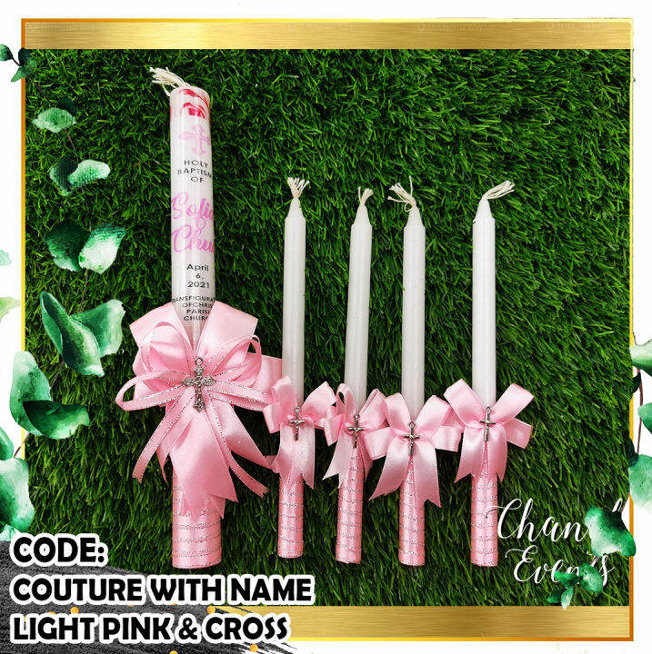 Baptismal Candle Package New Normal LIGHT PINK & CROSS Lazada PH