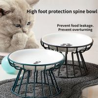 Ceramic Cat Feeder Pet Bowl Food Water Treats for Cats Dogs Supplies Outdoor Feeding Drinking Stand Raised Bowl for Doggie